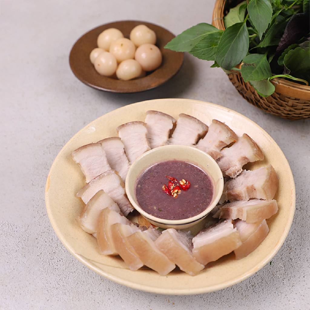Thịt luộc cà pháo mắm tôm